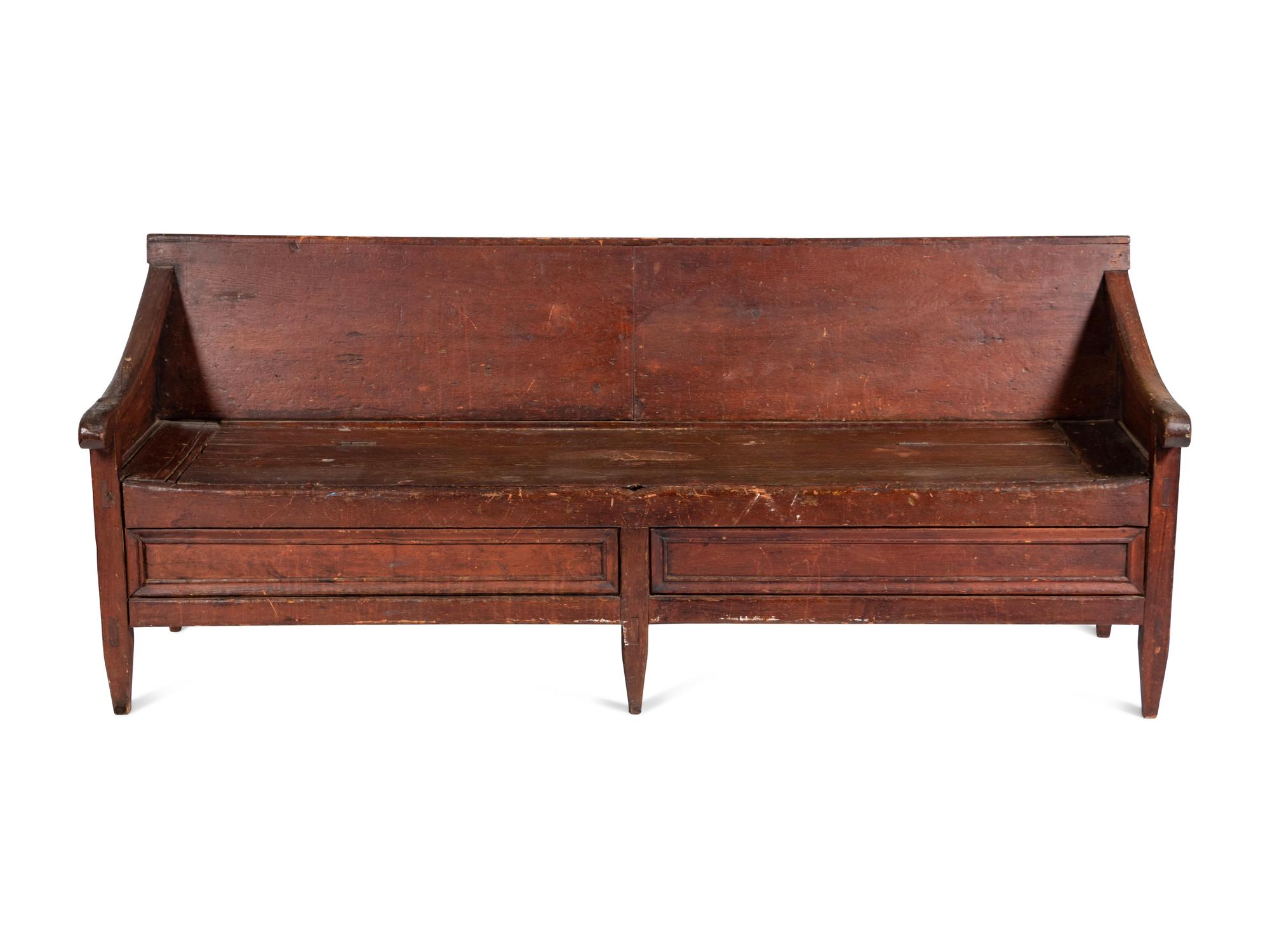 A Country Painted Pine Storage Bench