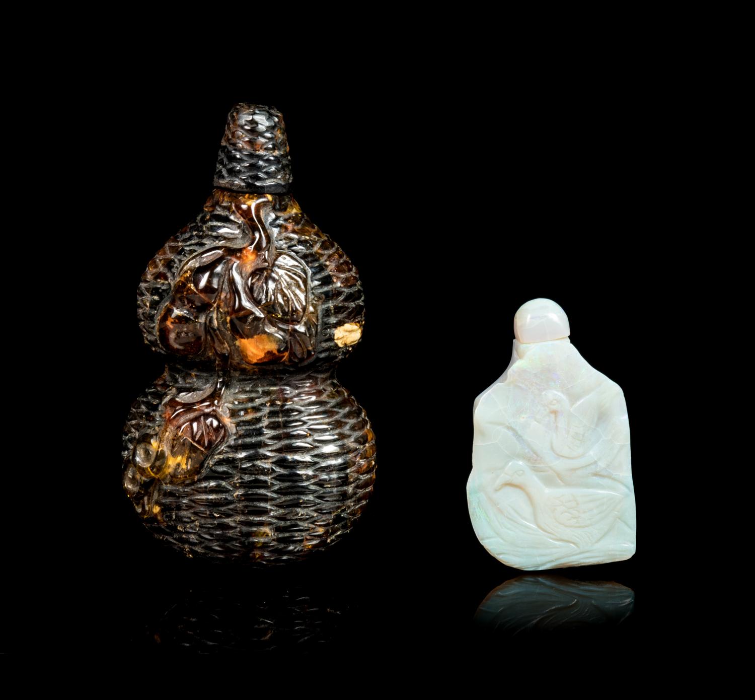 Two Chinese Snuff Bottles Height of taller 3 3/4 inches. — 20TH CENTURY