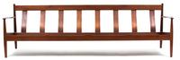 A Modern Carved Wood Bench Height 28 x width 91 x depth 27 inches. — 20TH CENTURY