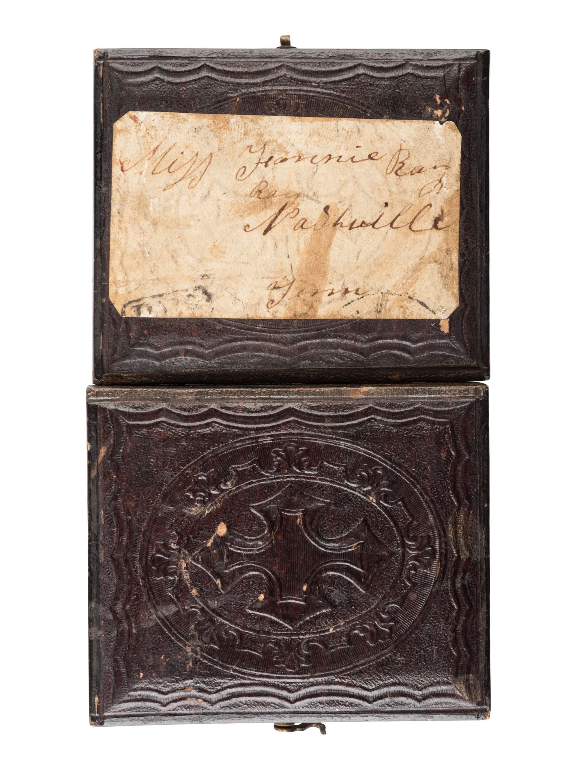 [CIVIL WAR]. Ninth plate ruby ambrotype of a doubled-armed Confederate officer from the "dead letter" file tentatively identified as Isaac A. Ing, 31st Tennessee Infantry. Richmond, Virginia: n.p., [1860s].