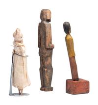 Two Folk Art Carved and Painted Wood Figures