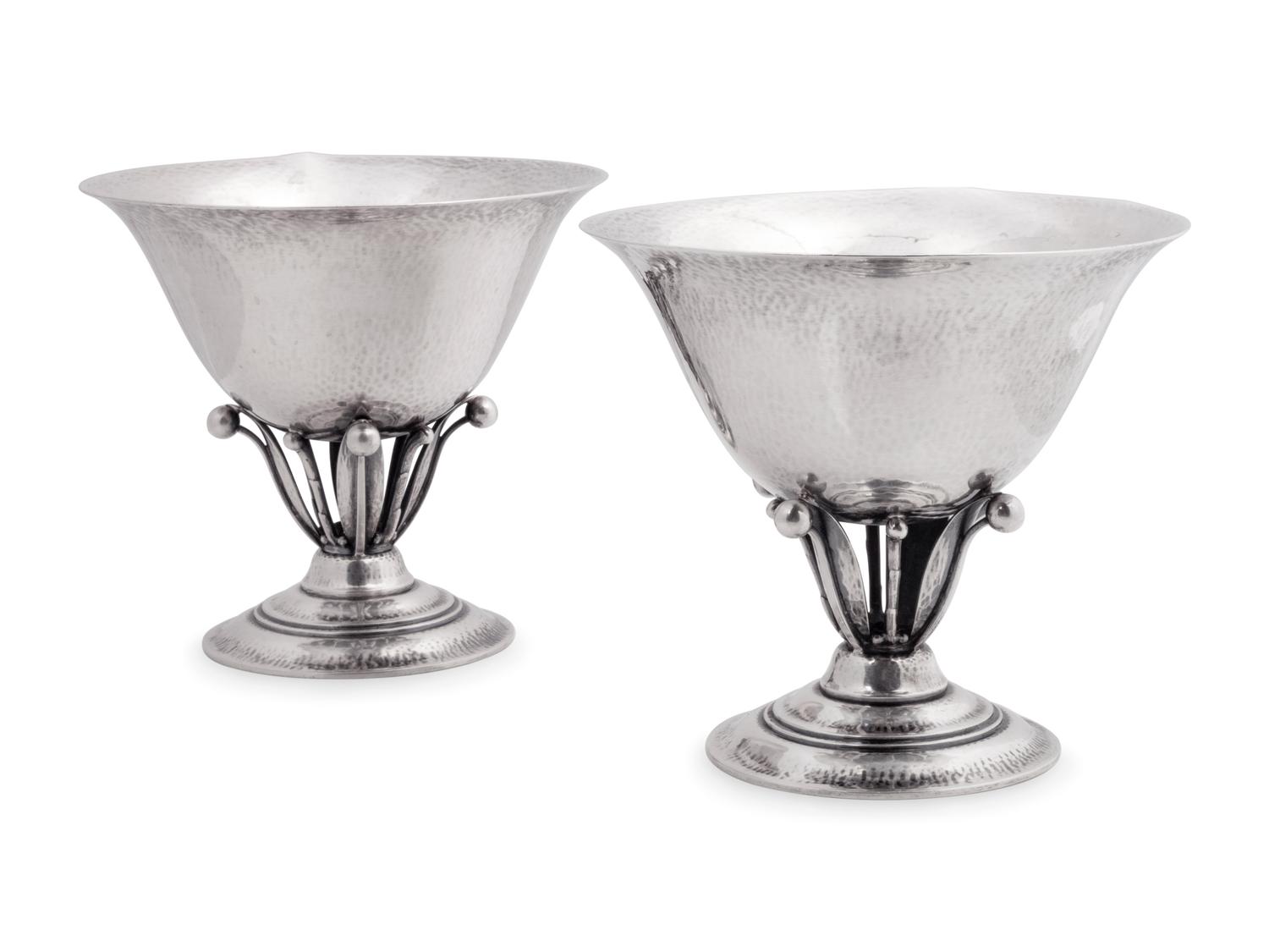 A Pair of Georg Jensen Silver Compotes