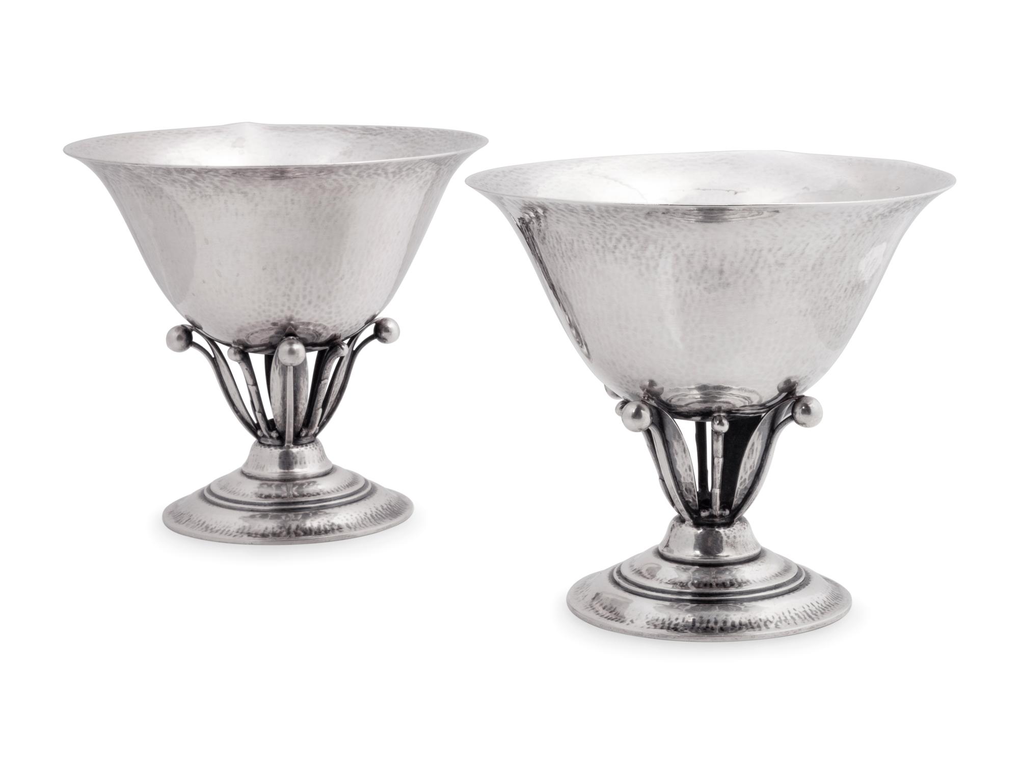 A Pair of Georg Jensen Silver Compotes