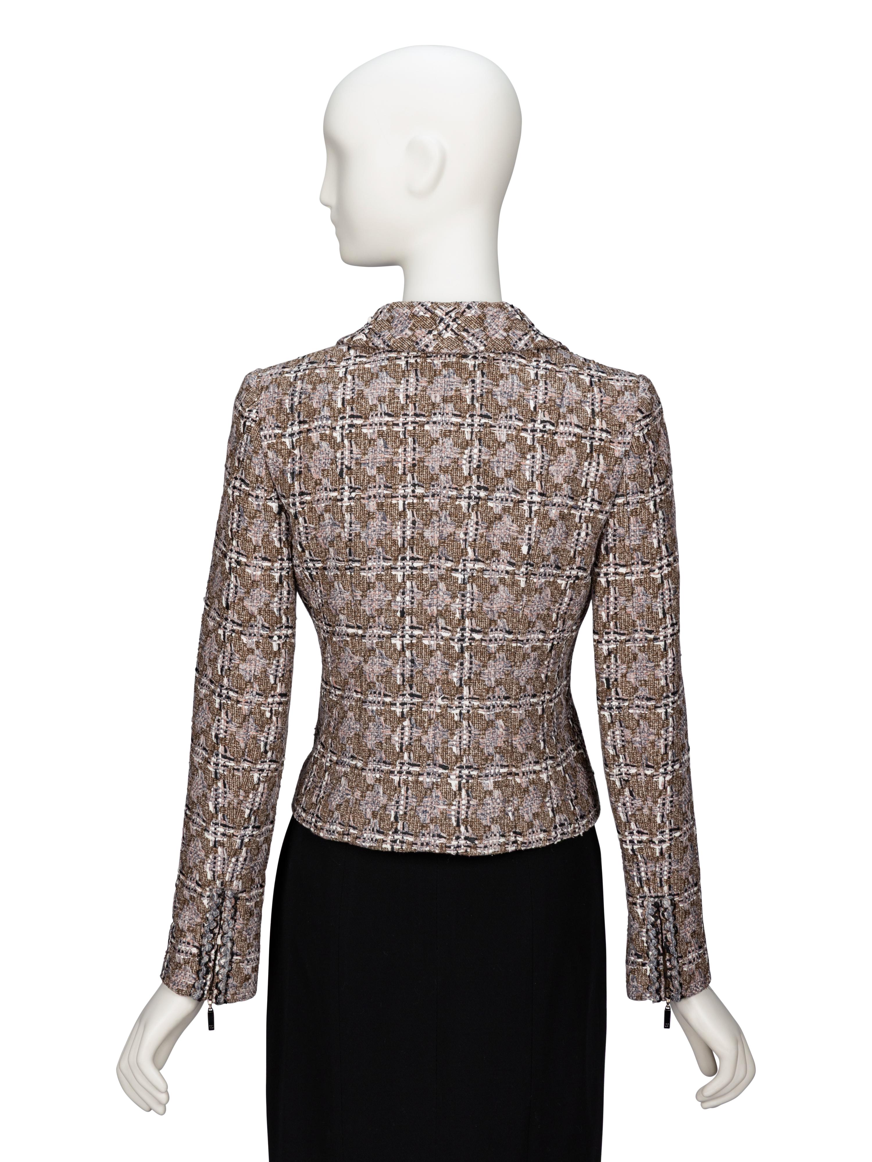 Chanel, Brown Checked Tweed Jacket