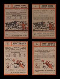 A Group of Four 1962 Topps Jim Brown and Johnny Unitas Football Cards,