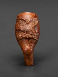 A Patriotic Folk Art Eagle Carved Wood Pipe Head