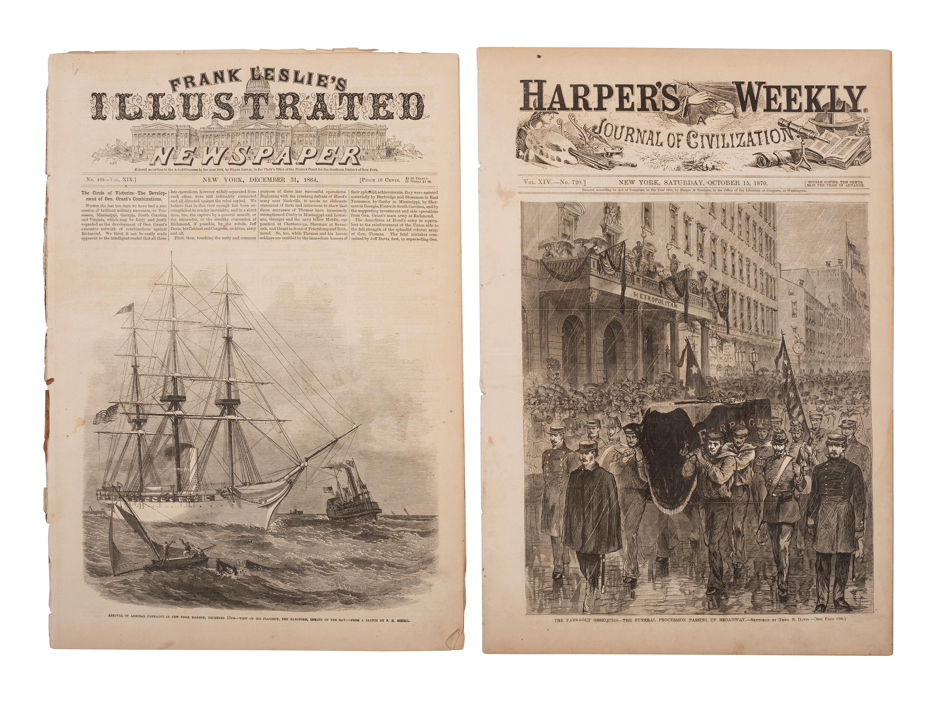 [CIVIL WAR]. Approx. 18 items involving the USS Hartford and Admiral D.G. Farragut, comprising: