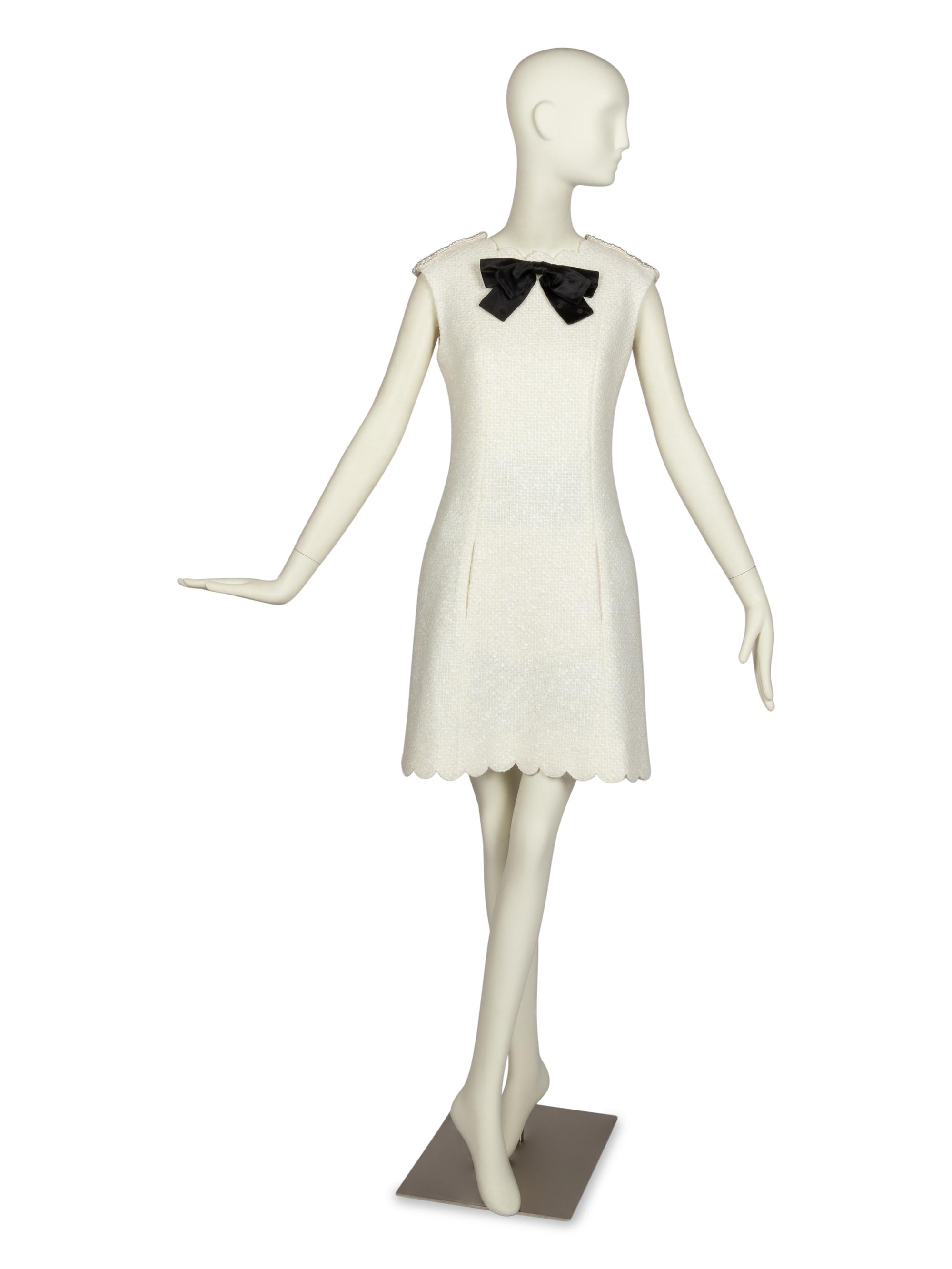 Chanel White Dress with Black Bow, 2020