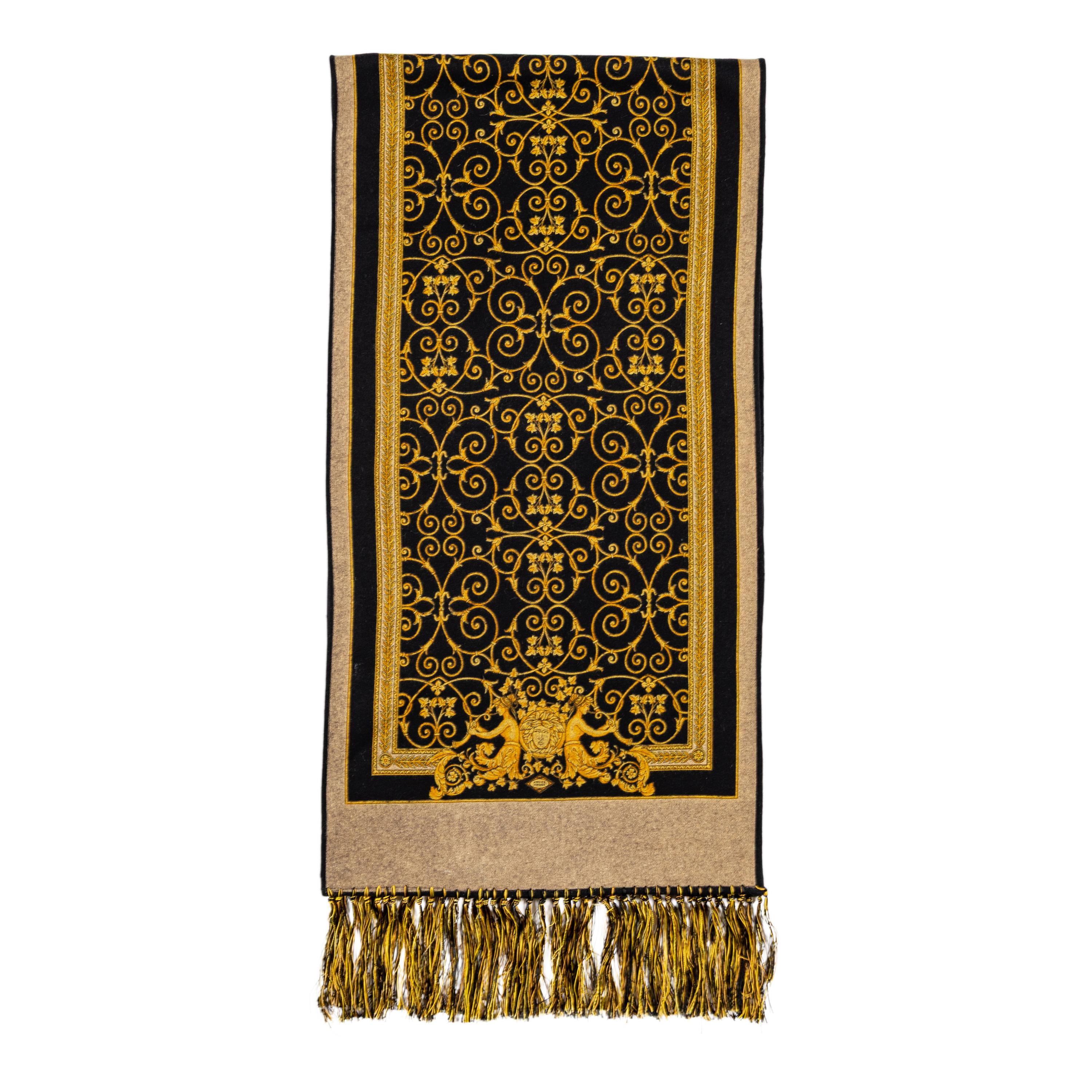 Atelier Versace, Printed Wool Fringed Scarf