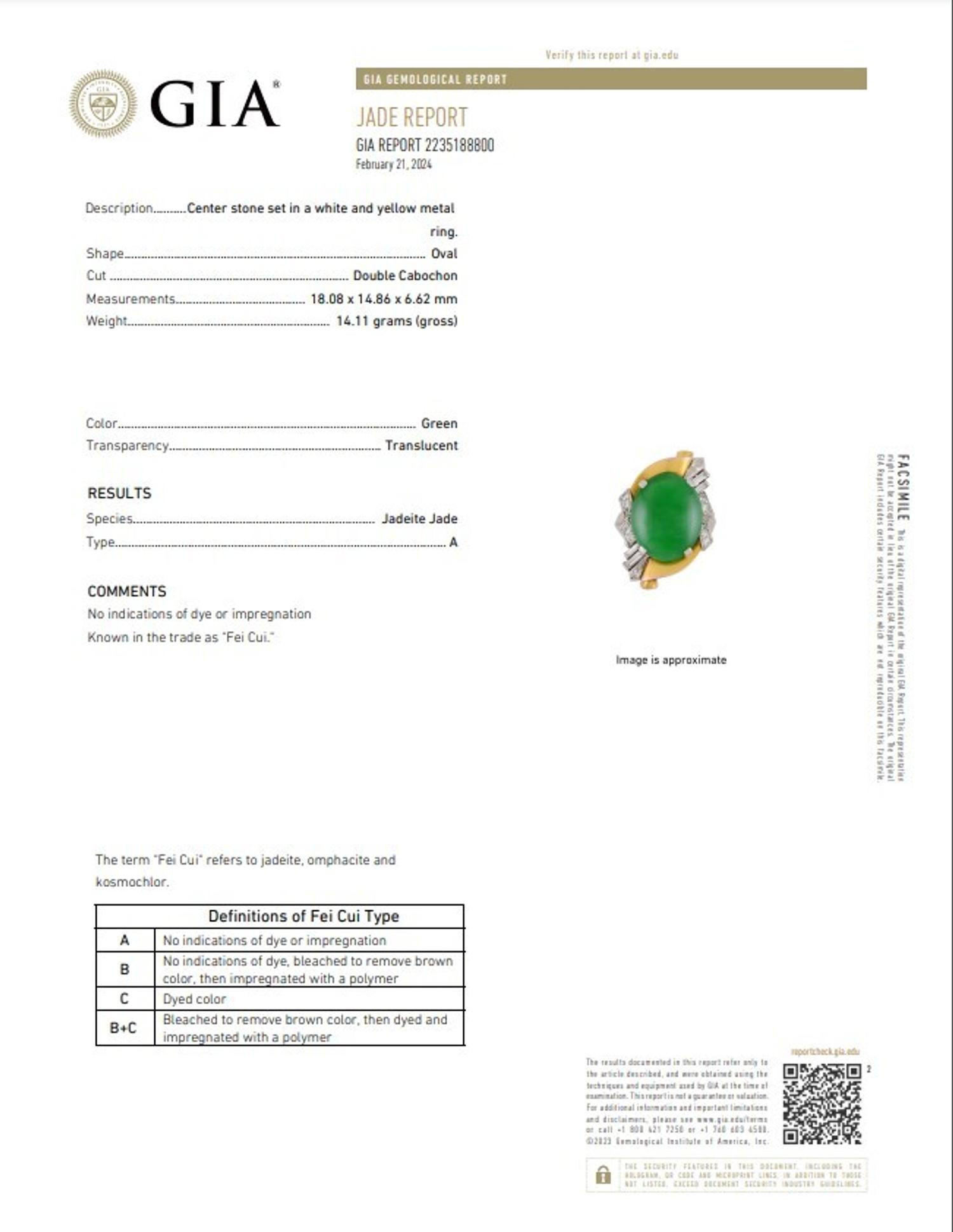 JADEITE JADE AND DIAMOND RING