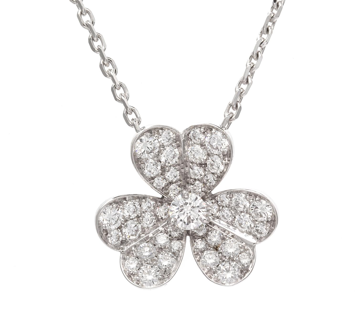 An 18 Karat White Gold and Diamond 'Frivole' Pendant/Necklace, Van Cleef & Arpels, 3.40 dwts.