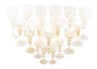 A Venetian Glass Stemware Service Height of tallest 9 inches. — 20TH CENTURY