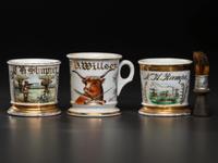 Three Porcelain Occupational Shaving Mugs