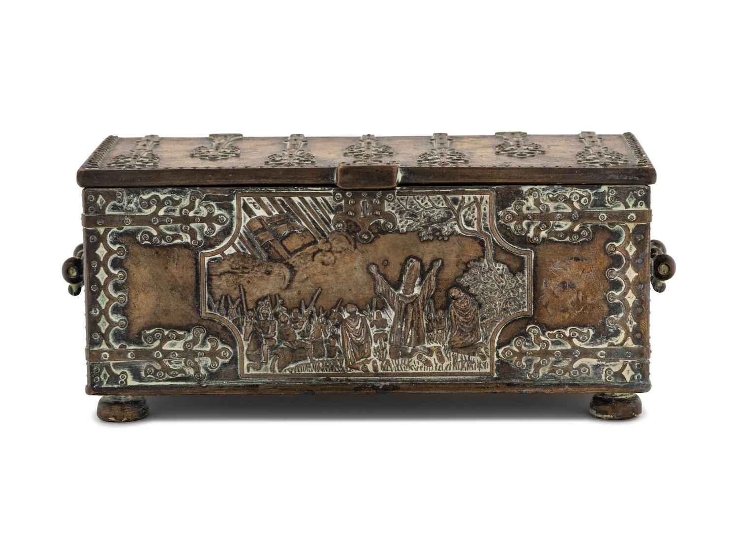 A Danish Cast Bronze Table Casket Commemorating the Battle of Lyndanisse