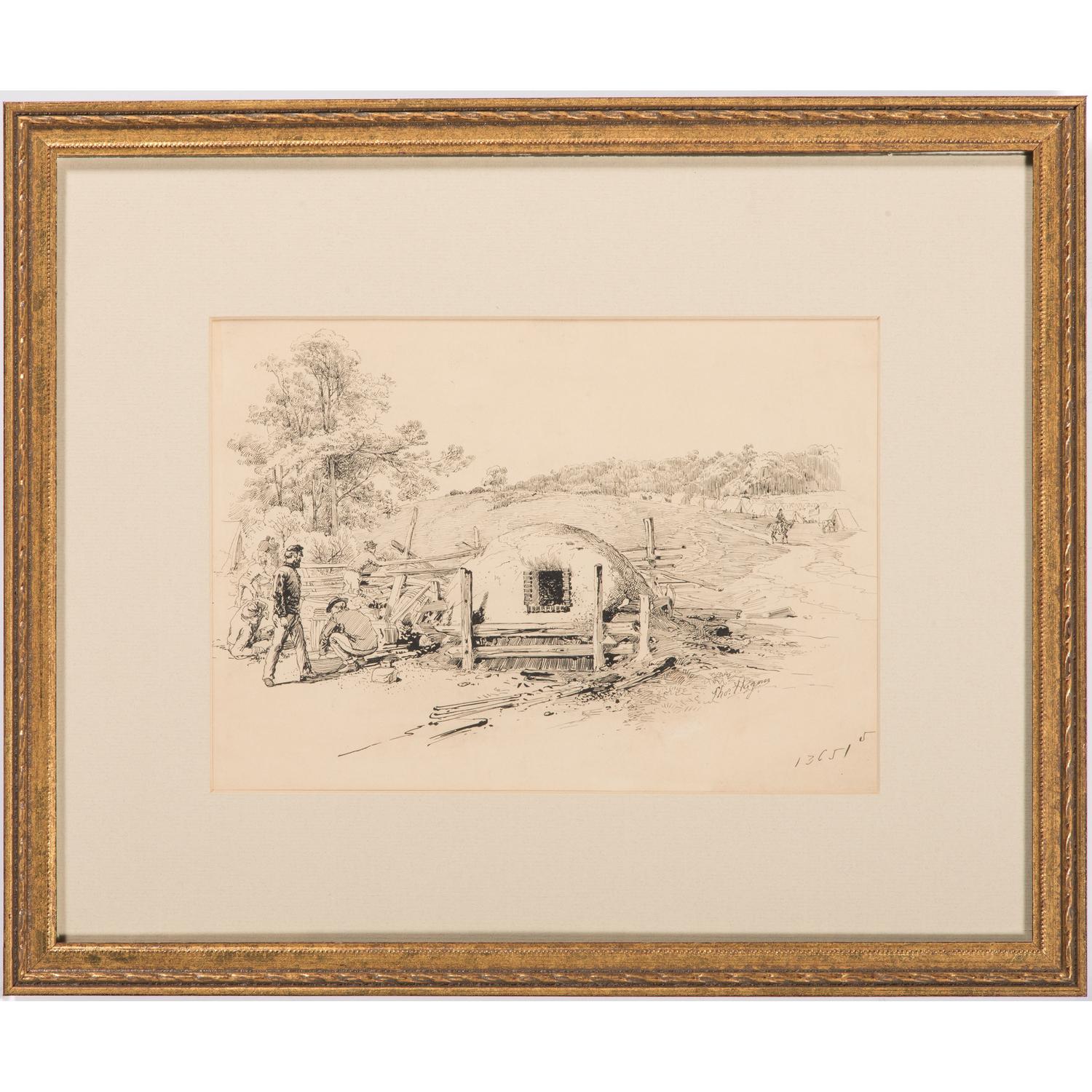 Camp Kitchen and General Burnside's Headquarters, Pen and Ink Sketches by Thomas Hogan
