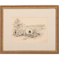 Camp Kitchen and General Burnside's Headquarters, Pen and Ink Sketches by Thomas Hogan