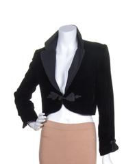 An Oscar de la Renta Black Velvet Bolero, Size 10.