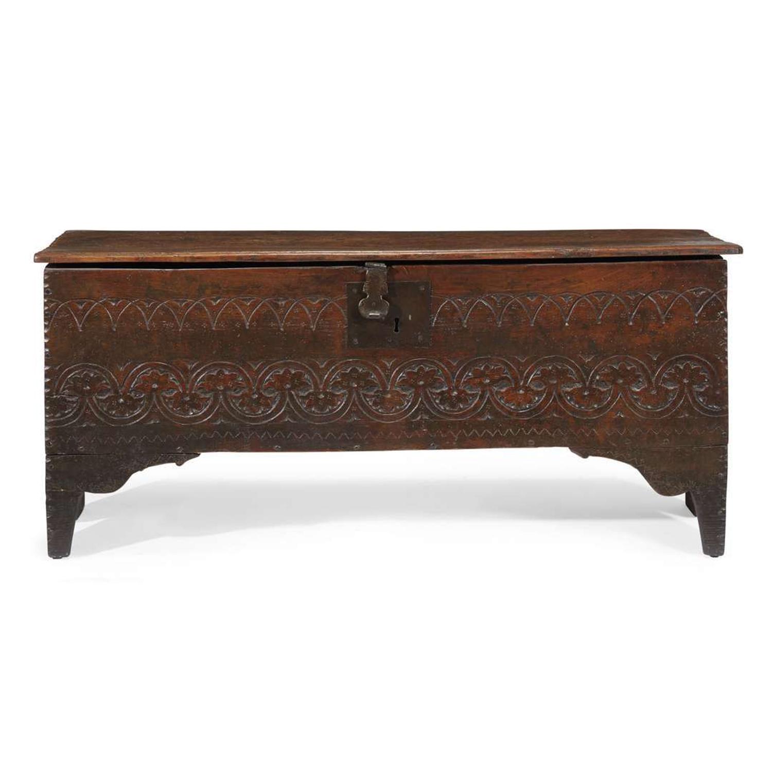 Carved oak coffer English, late 17th century