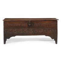 Carved oak coffer English, late 17th century