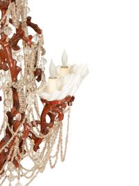 A Fisher and Weisman Faux Coral, Rock Crystal Bead and Seashell Chandelier