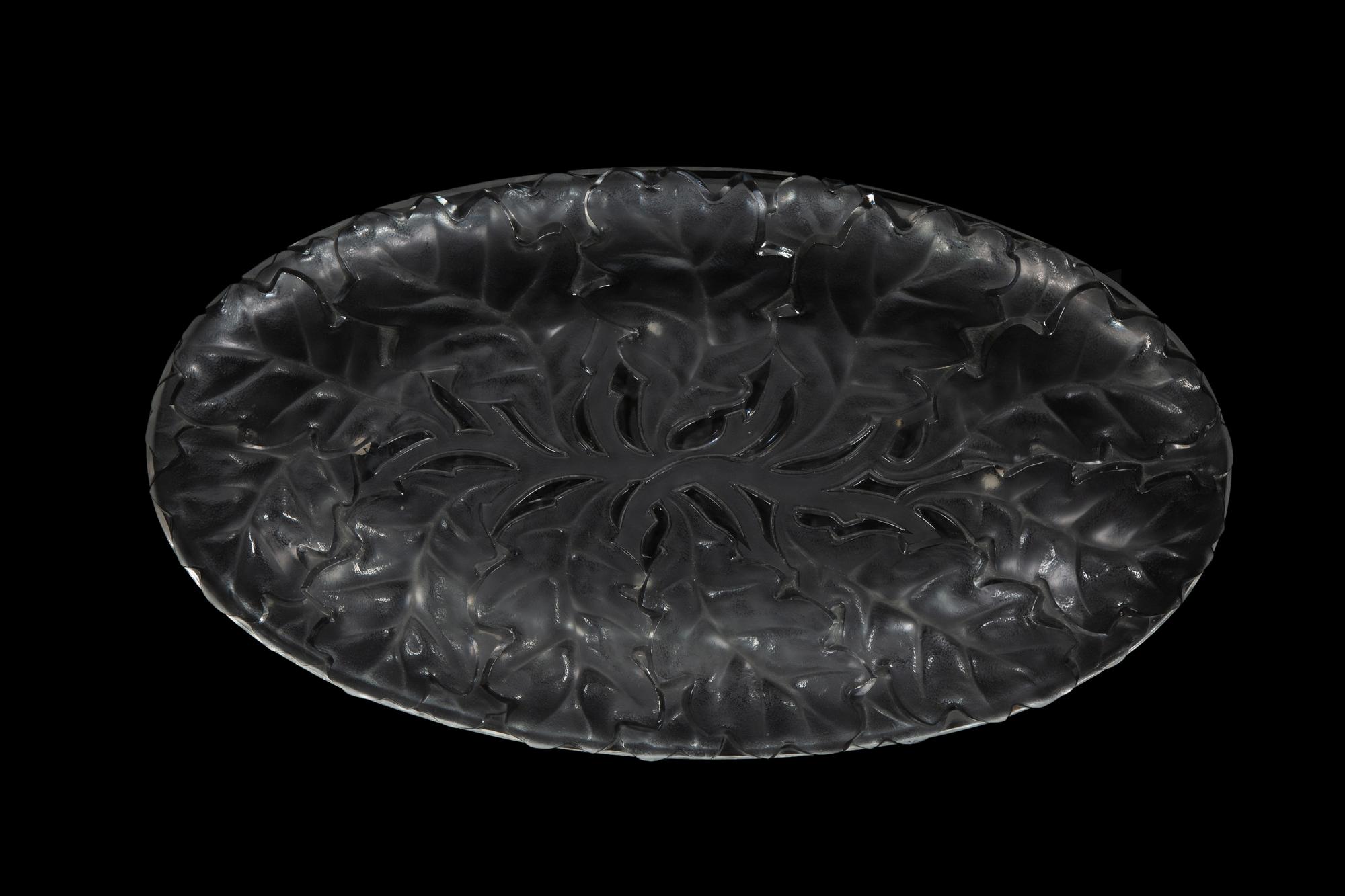 A Large Lalique Chene Oval Oak Leaf Platter