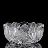 A Hawkes Intaglio-Cut Glass Berry Bowl with Carnations