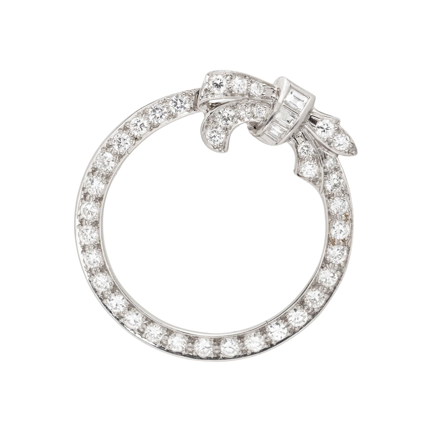 J.E. CALDWELL & CO., PLATINUM AND DIAMOND BROOCH
