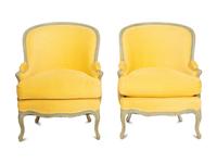 A Pair of Louis XV Style Painted Bergères