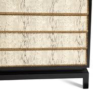 A Pair of Custom Black Painted Chests of Drawers with Faux-Python Veneered Drawer Fronts