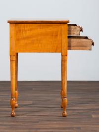 A Late Federal Tiger Maple Two-Drawer Work Table