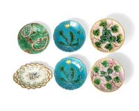 A Group of Six Majolica Cake Stands or Footed Compotes