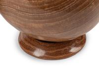 A Pair of Carved Agate Spherical Ornaments with Stands