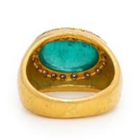 Emerald, Diamond, and Yellow Gold Ring