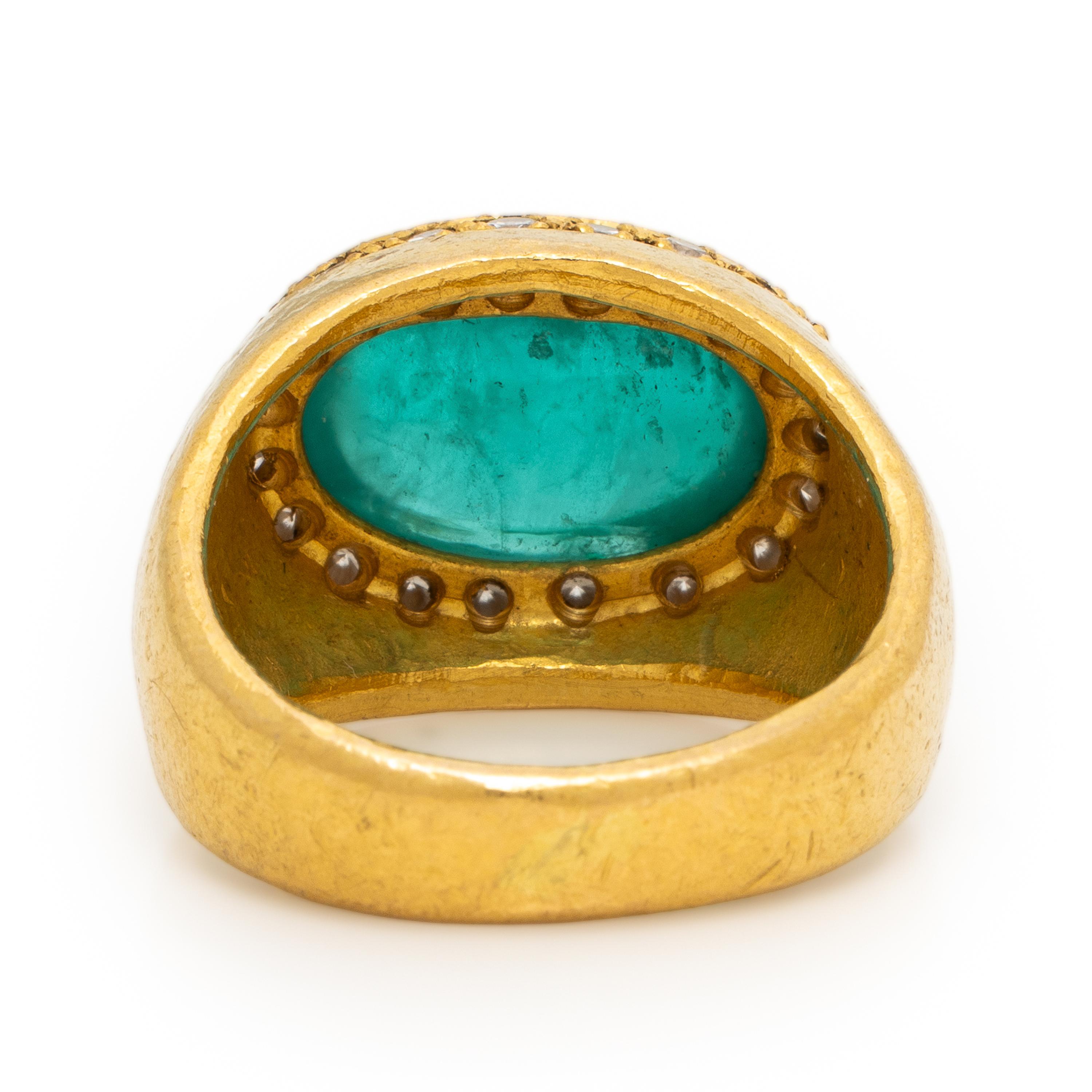 Emerald, Diamond, and Yellow Gold Ring