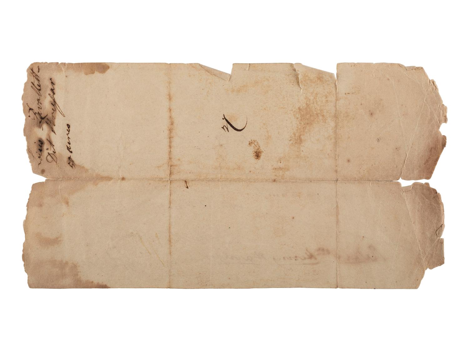 HARRISON, William Henry (1773-1841). Indiana Territory survey document signed ("Willm. Henry Harrison"), as 1st Governor of the Indiana Territory, Saint Vincennes, 26 December 1801.