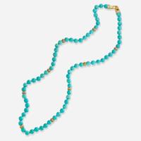 An 18K Yellow Gold, Turquoise, and Diamond Necklace