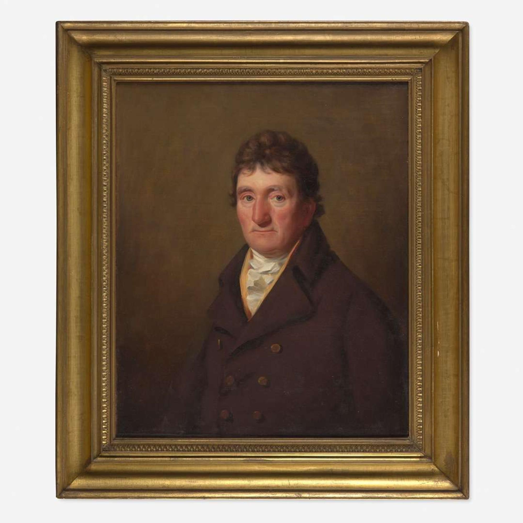 American School 19th century Pair of Portraits: Lady and Gentleman