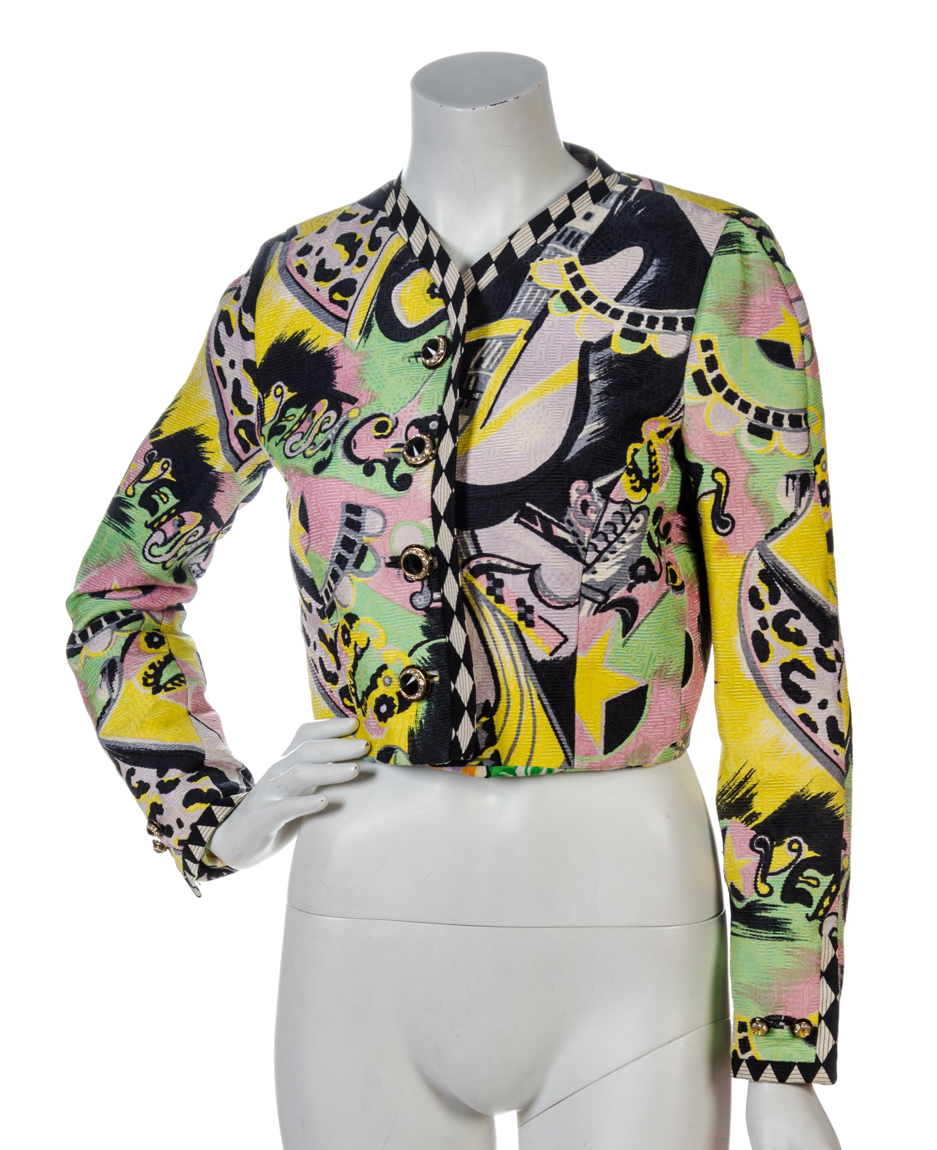 An Atelier Versace Multicolor Print Jacquard Reversible Jacket,