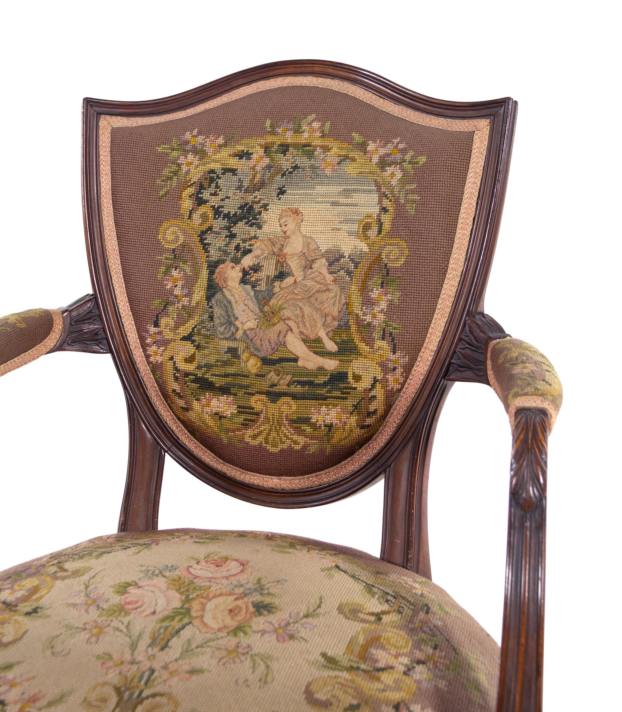 A Louis XVI Style Fauteuil with Needlepoint Upholstery