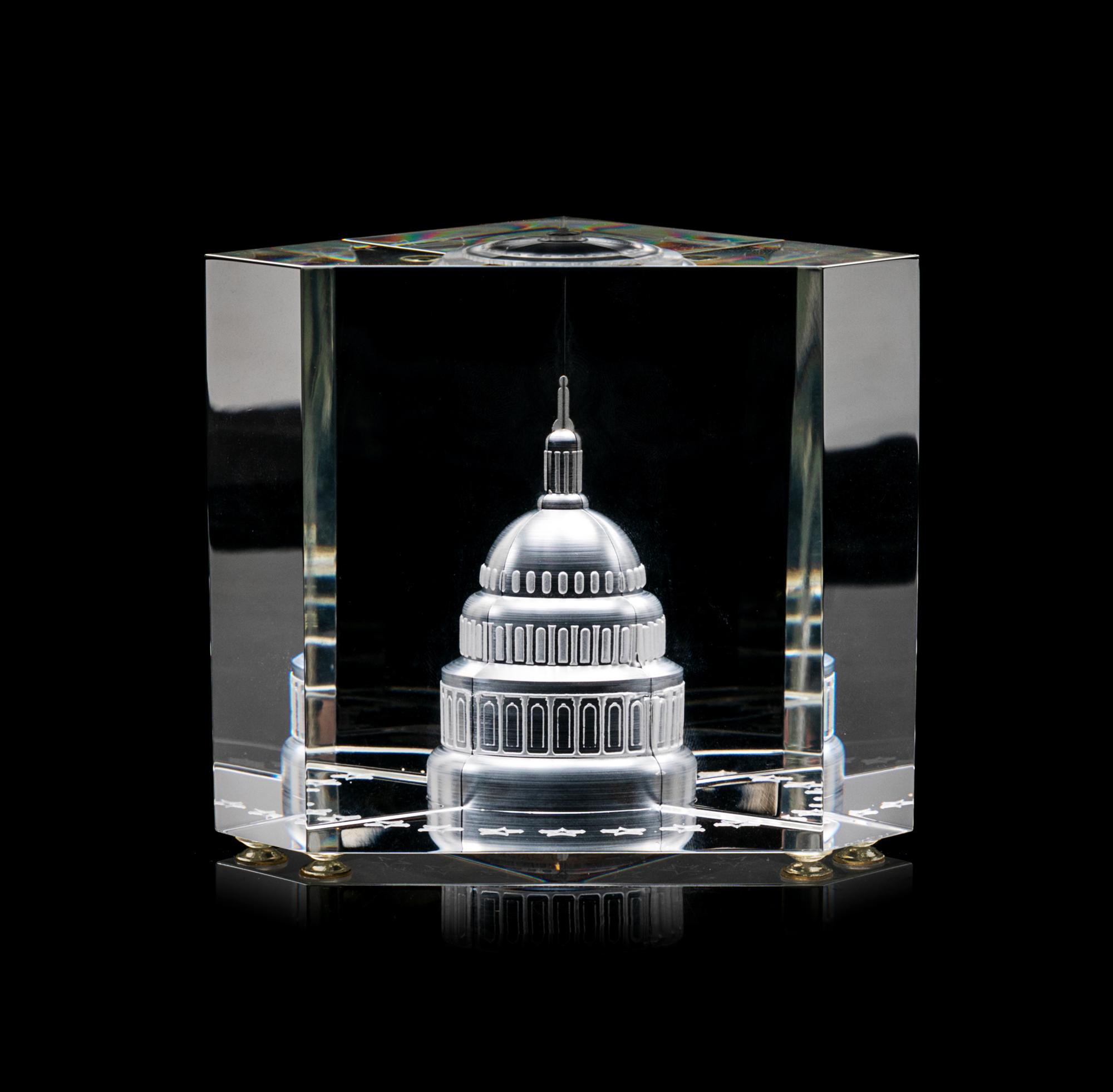 A Steuben Capitol Building Height 3 1/2 inches.