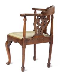 A Queen Anne Shell-Carved Walnut Corner Chair