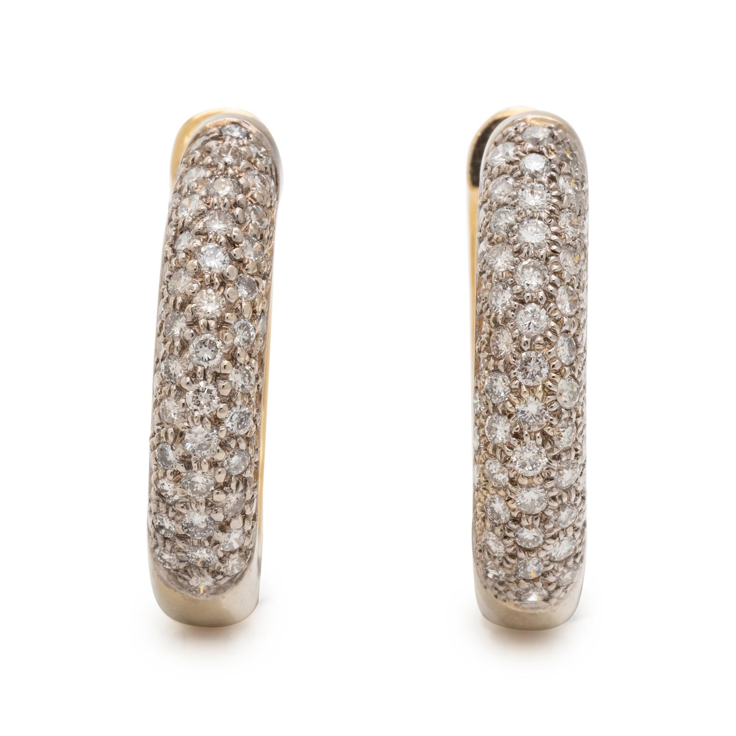 BICOLOR GOLD AND DIAMOND HOOP EARRINGS