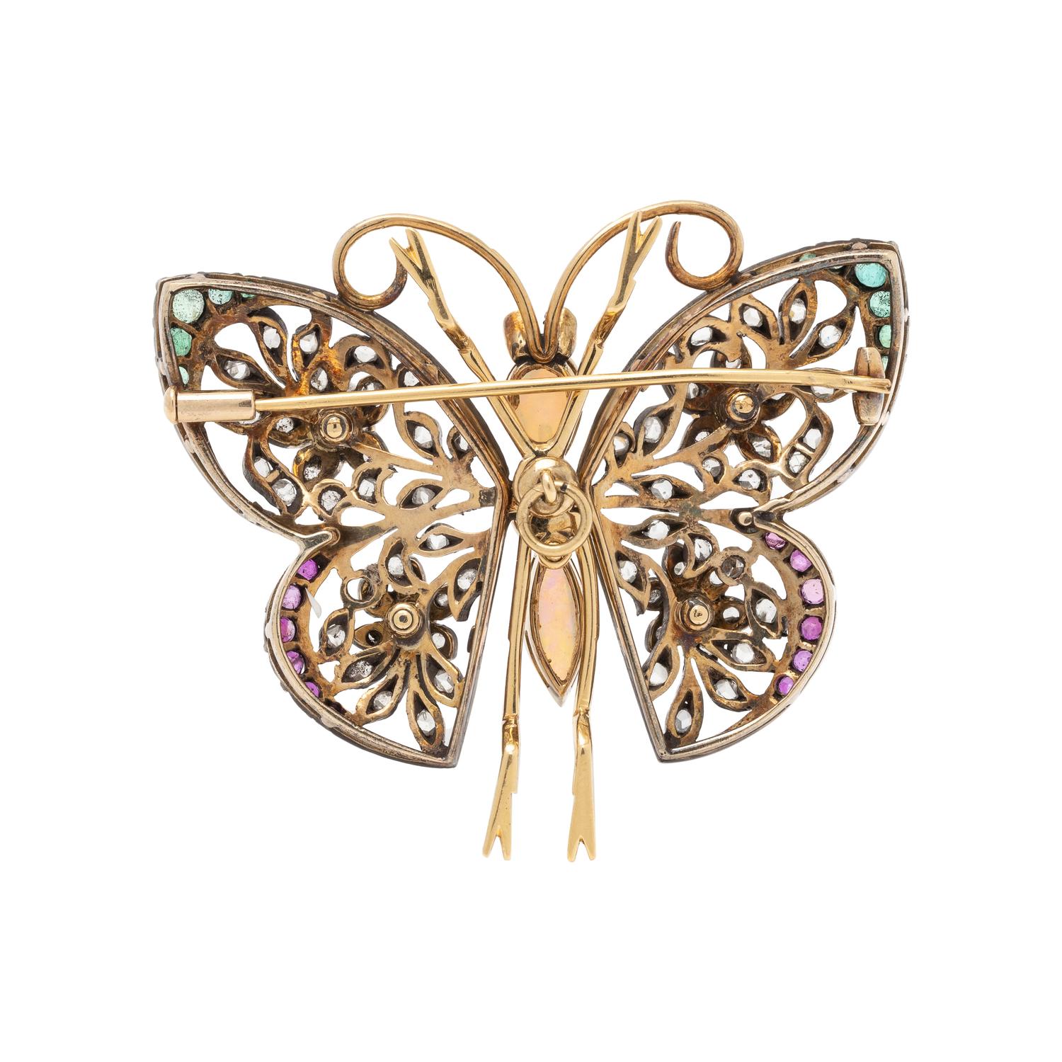 MULTIGEM AND DIAMOND BUTTERFLY BROOCH