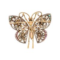 MULTIGEM AND DIAMOND BUTTERFLY BROOCH