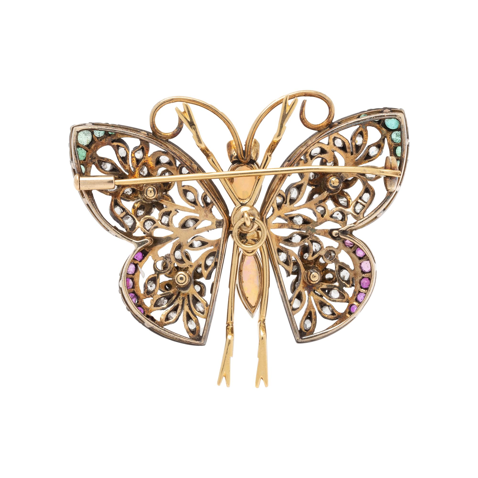 MULTIGEM AND DIAMOND BUTTERFLY BROOCH