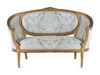 A Louis XVI Style Giltwood Settee