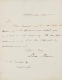 FILLMORE, Millard. Autographed letter signed ("Millard Fillmore"), as President, to P.R. Fendall, Esq., Washington, D.C., 8 July 1851.