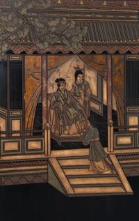 A Coromandel Lacquer Eight-Panel Floor Screen