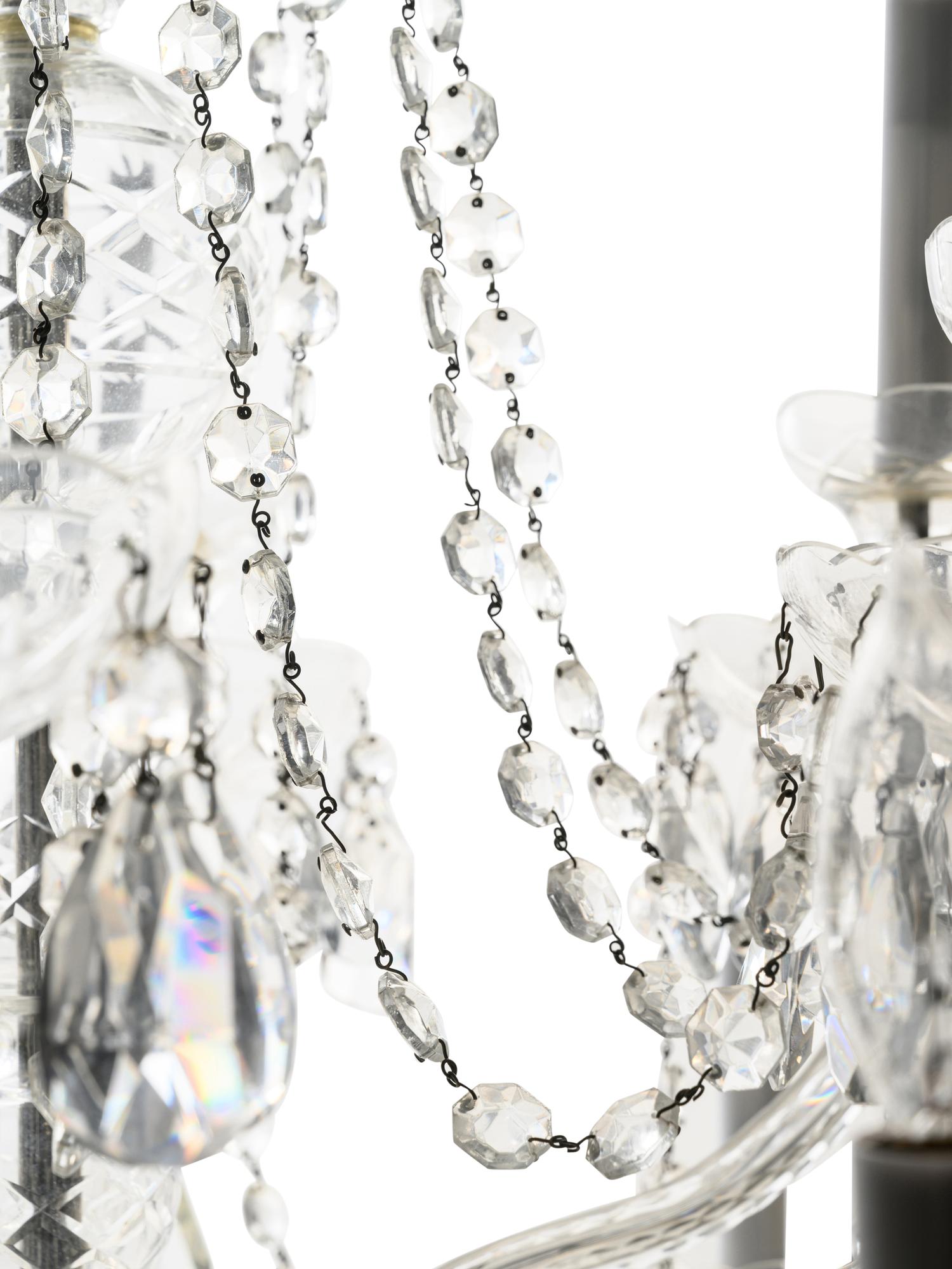 A George III Style Cut Glass Twelve-Light Chandelier