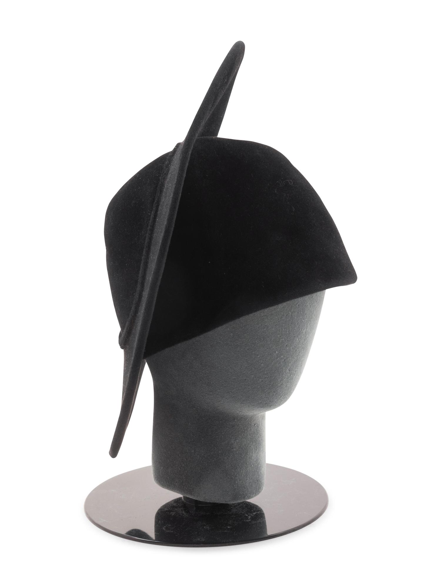 Two Pierre Cardin Black Felt Hats, 1960-70s